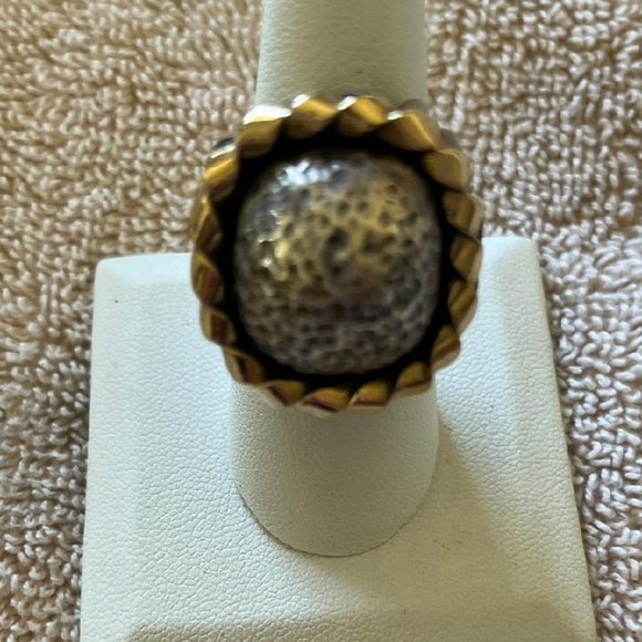 Dian Malouf Silver and Gold Dome Ring - Picture 1 of 7